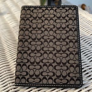 LIKE NEW COACH PASSPORT HOLDER. Black fabric w/leather. EXCELLENT! Male/Female